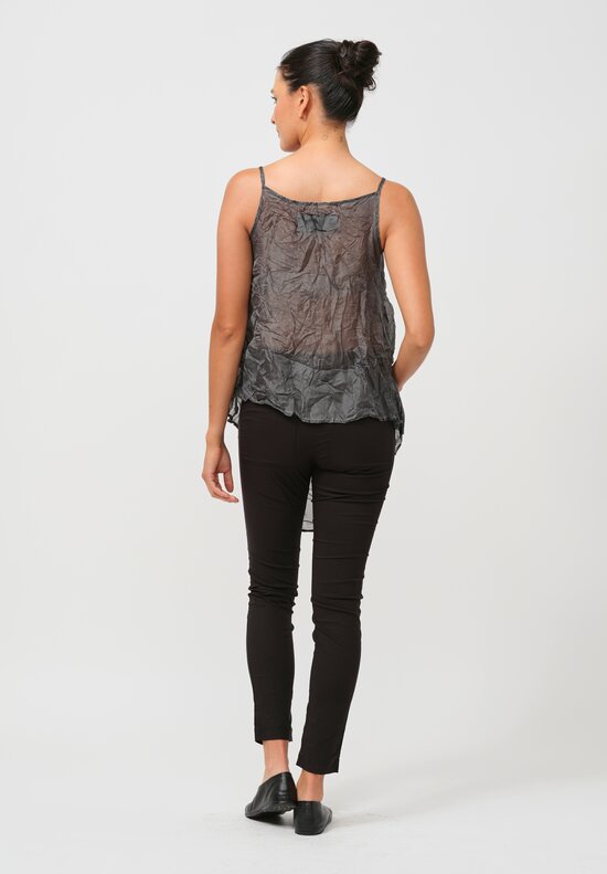 Rundholz Dip Crinkled Silk Camisole in Coal Cloud Grey	