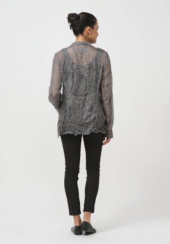 Rundholz Dip Crinkled Silk Blouse in Pencil Cloud Grey	