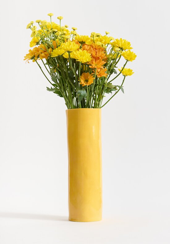 Bertozzi Handmade Porcelain Medium Vase in Giallo Yellow	