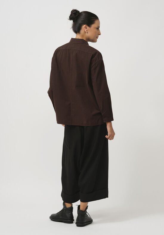 Toogood Cotton Poplin The Draughtsman Shirt in Umber Brown	