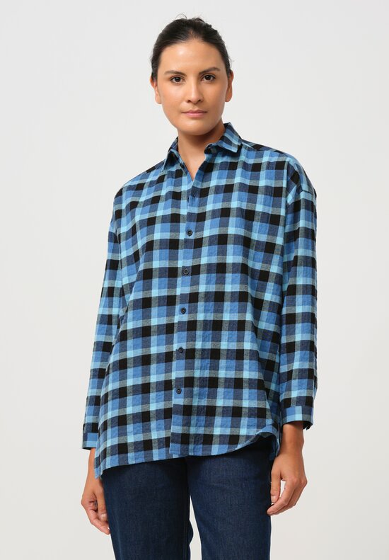 Toogood The Draughtsman Soft Cotton Shirt in Arctic Check	