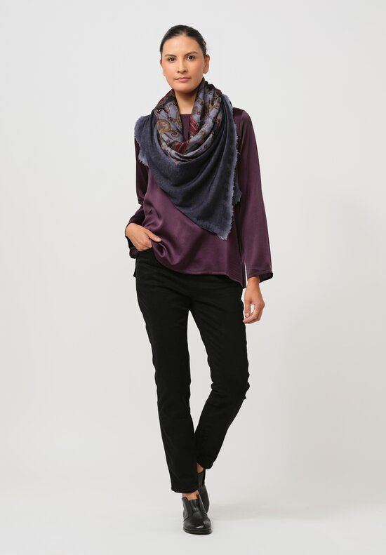 Avant Toi One-of-a-Kind Cashmere & Silk Foulard Scarf in Nero Black Compasso	