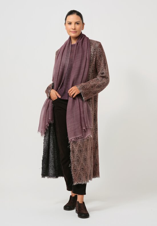 Avant Toi Hand-Painted Diamante Jacquard Duster in Nero Avena Brown	