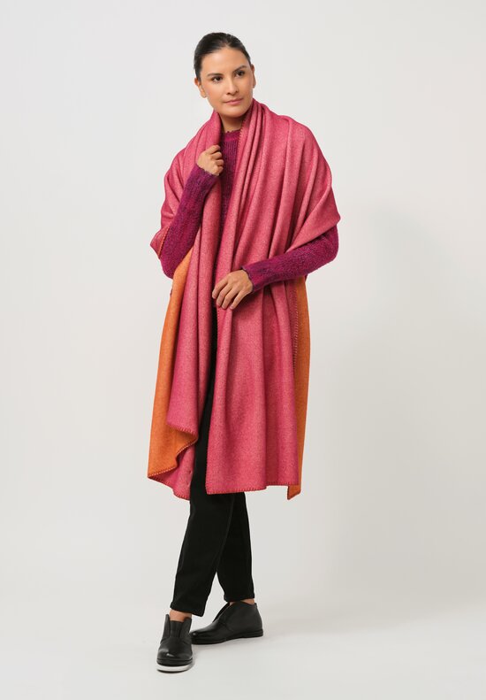 Avant Toi Blanket Stitch Cashmere Scarf in Ambra & Sichuan Red	