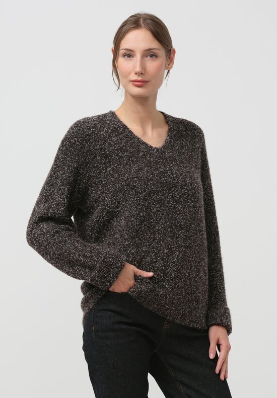 Boboutic Cashmere & Silk Sweater in Black Mix	