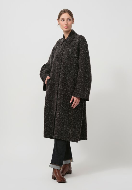 Boboutic Cashmere & Wool Duster Coat in Black Mix	