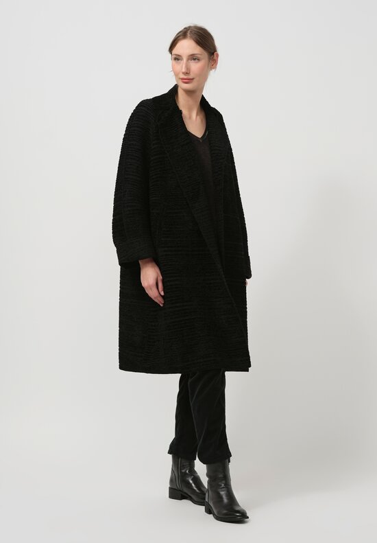 Boboutic Wool & Linen Over Coat in Black	