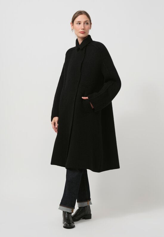 Boboutic Wool & Yack Double Breasted Coat in Black