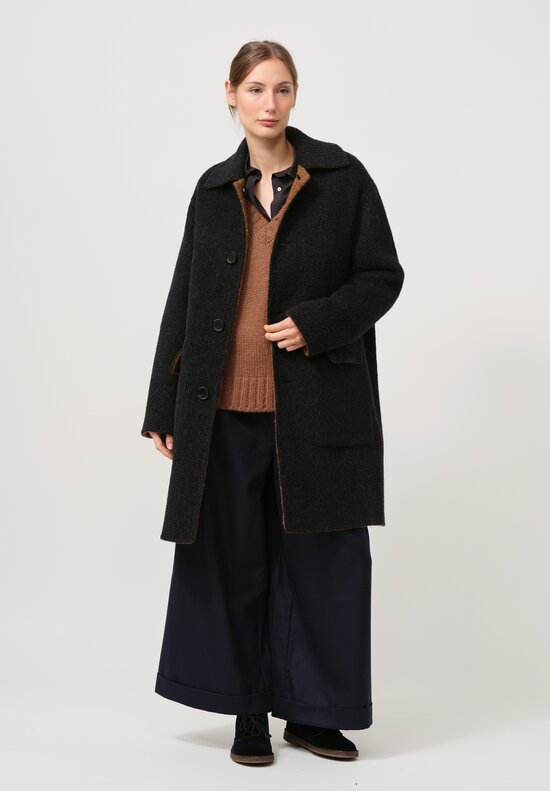 Nanna Pause Baby Alpaca Dorian Coat in Alpaca & Navy Blue