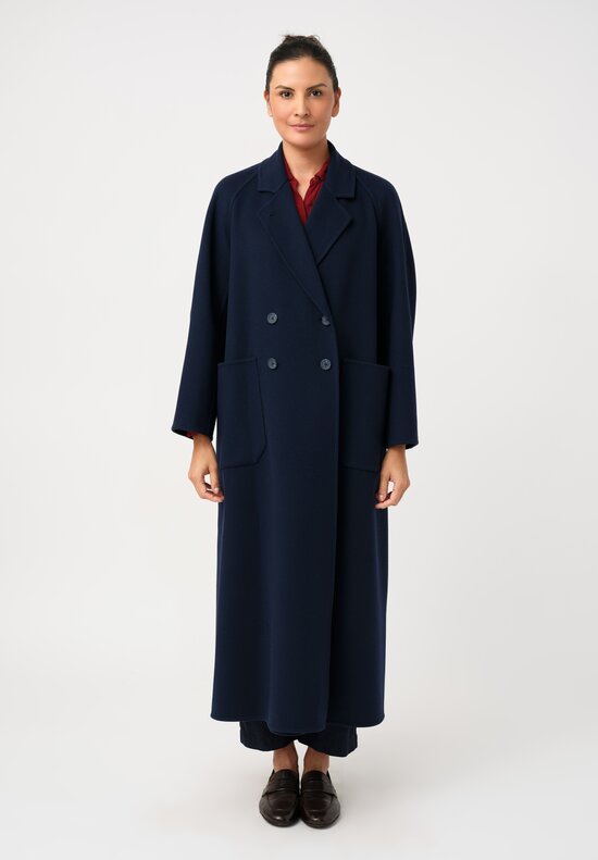 Asciari Felted Thermal Louise Coat in Navy Blue