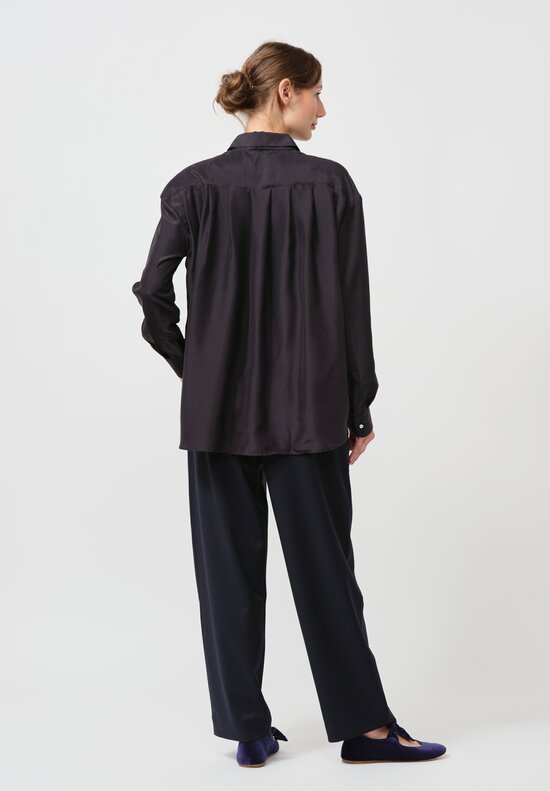 Asciari Wool & Silk Deva Pants in Navy Blue	