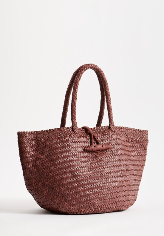 Massimo Palomba Handwoven Leather Ines Spiga Tote in Chestnut Brown	