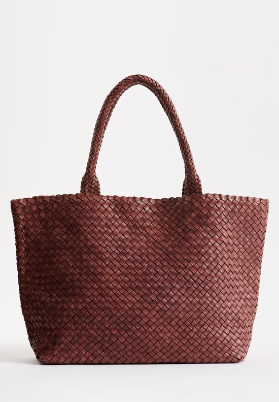 Massimo Palomba Coimbra Wood Basket Weave Wide Tote in Chestnut Brown	