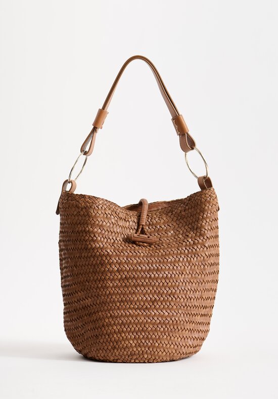 Massimo Palomba Belinda Spiga Handwoven Shoulder Bag in Dune Brown	