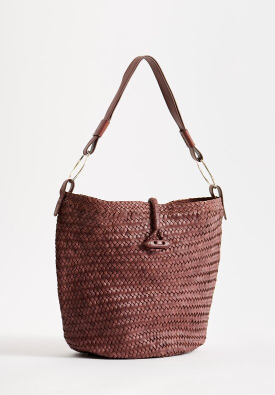 Massimo Palomba Belinda Spiga Handwoven Shoulder Bag in Chestnut Brown	