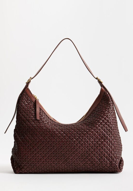 Massimo Palomba Handwoven Antigone Shoulder Bag in Chestnut Brown	