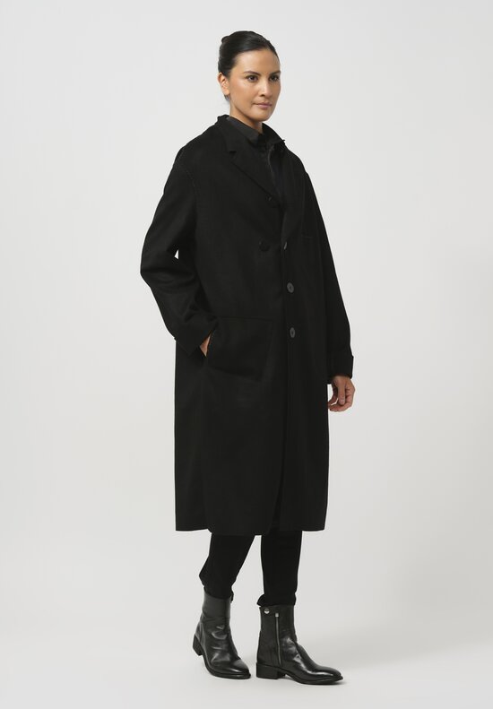 Umit Unal Felted Hand-Stitched Coat in Black	