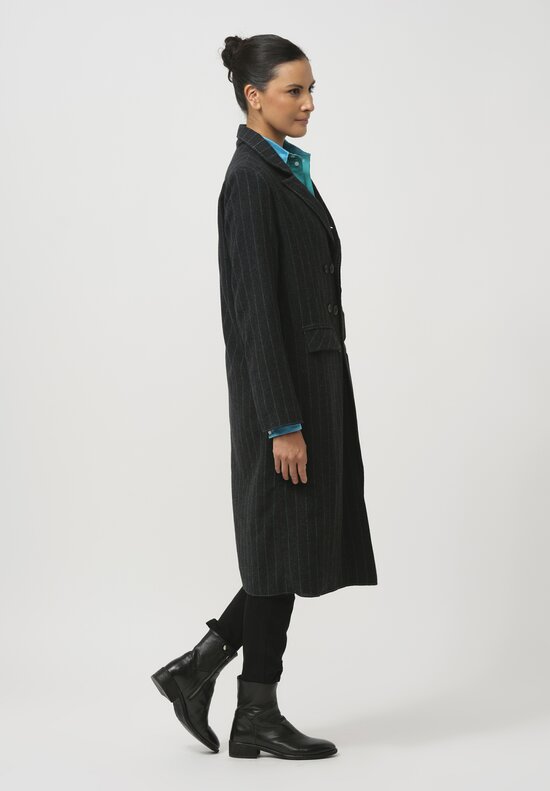 Umit Unal Hand-Stitched Felted Pinstripe Coat in Original Grey	