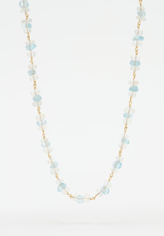 Greig Porter 18K Moonstone & Aquamarine Necklace 22in