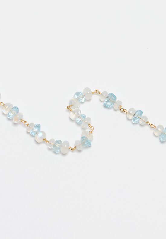 Greig Porter 18K Moonstone & Aquamarine Necklace 22in