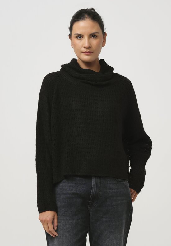 Rundholz Black Label Cropped Box-Knit Pullover in Black	