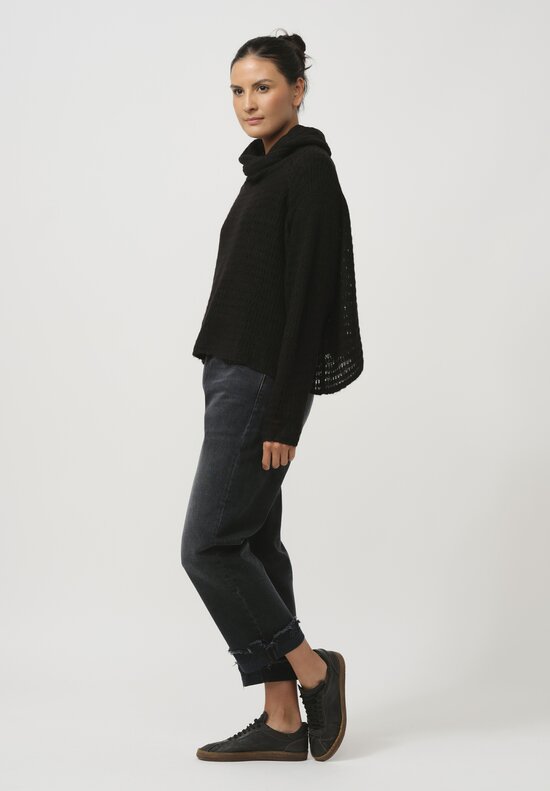 Rundholz Black Label Cropped Box-Knit Pullover in Black	