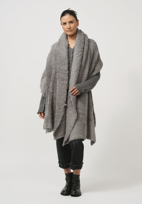 Rundholz Dip Brushed Alpaca Shawl in Pencil Melange Grey	