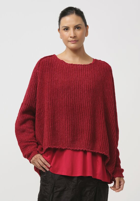 Rundholz Cashmere Chenille Pullover in Sunset Red	