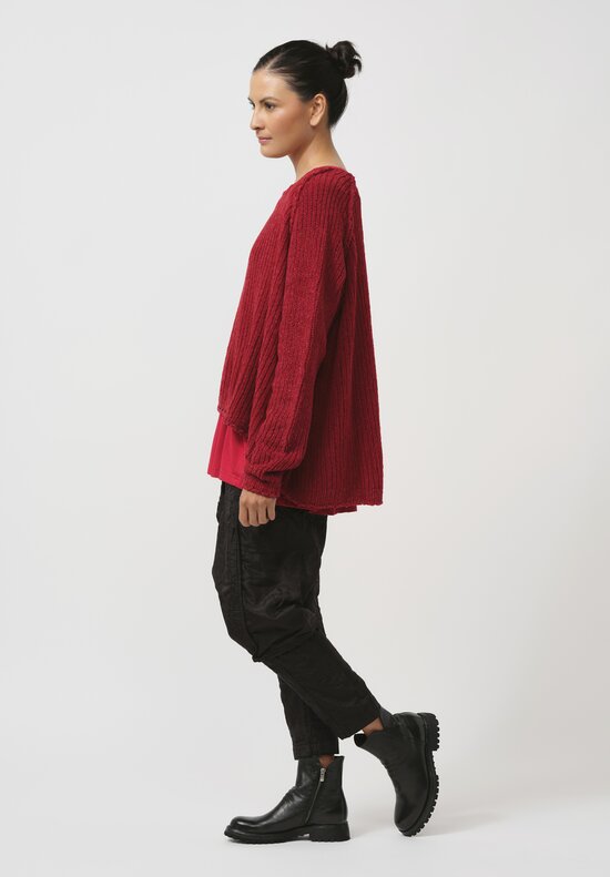 Rundholz Cashmere Chenille Pullover in Sunset Red	