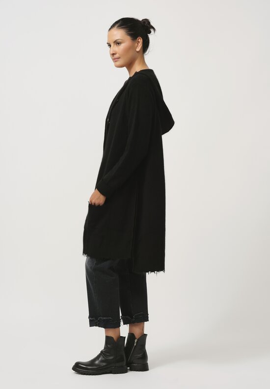 Rundholz Dip Hooded Knit Cardigan in Black	