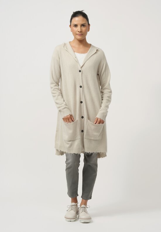 Rundholz Dip Hooded Knit Cardigan in Eraser White	