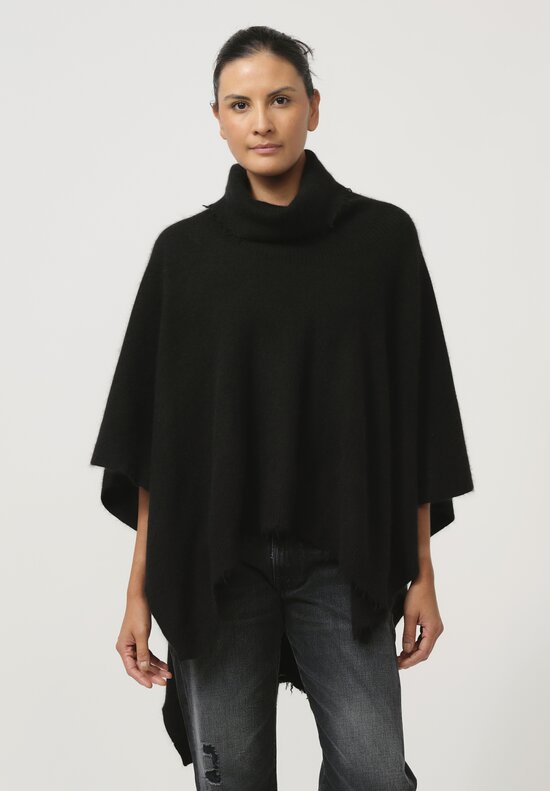 Rundholz Dip Distressed Edge Knit Cape in Black	