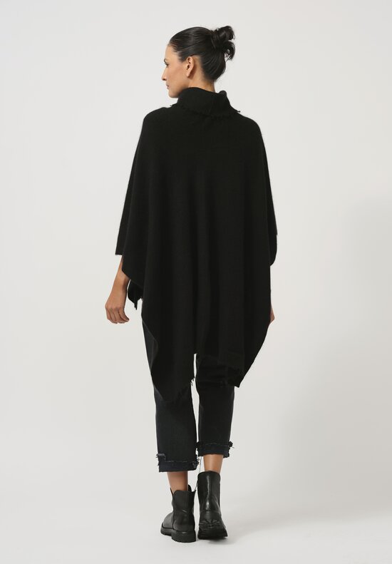 Rundholz Dip Distressed Edge Knit Cape in Black	