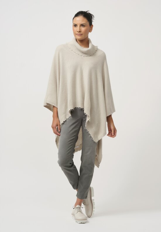 Rundholz Dip Distressed Edge Knit Cape in Eraser White	