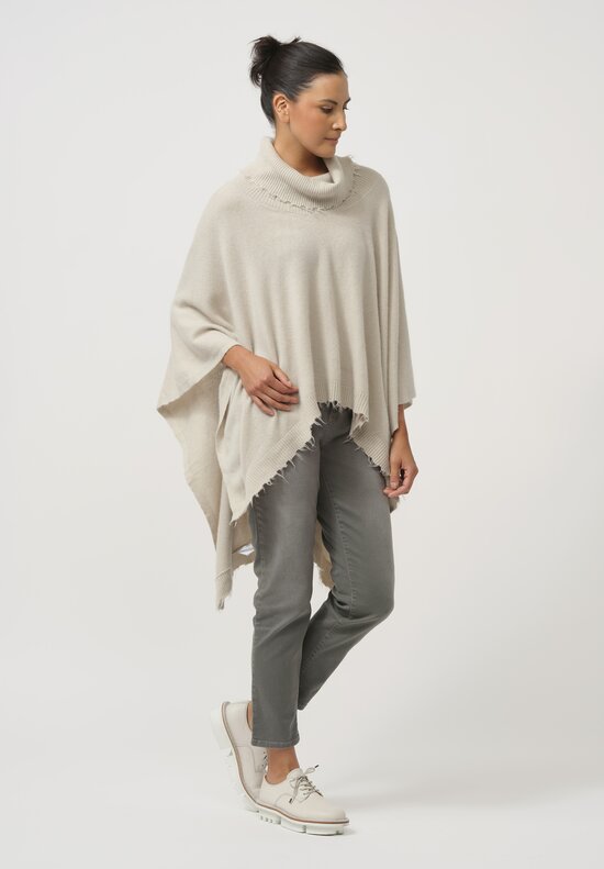 Rundholz Dip Distressed Edge Knit Cape in Eraser White	