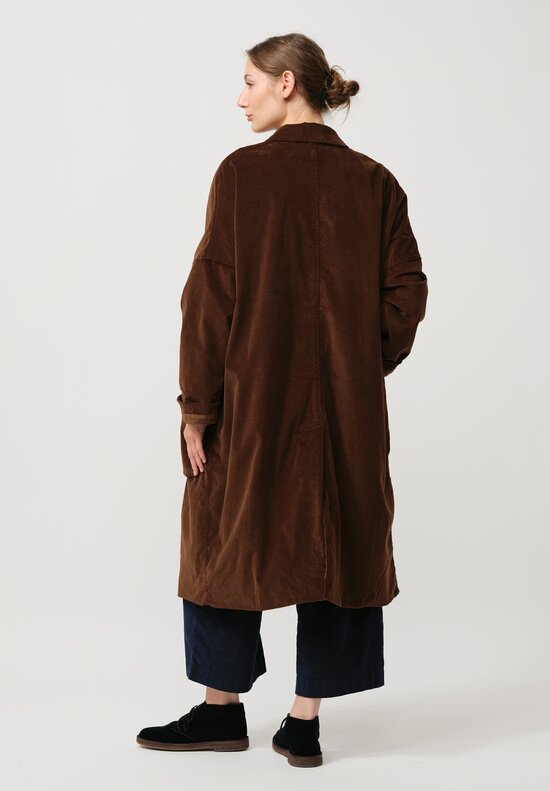 Album di Famiglia Cotton Velvet Loose Coat in Coffee Brown	