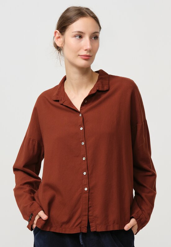 Album di Famiglia TVC Short Collar Shirt in Rust Brown	