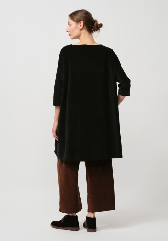 Album di Famiglia Cotton Velvet Tunic in Black	