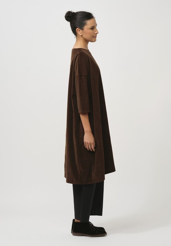 Album di Famiglia Cotton Velvet Dress in Coffee Brown	