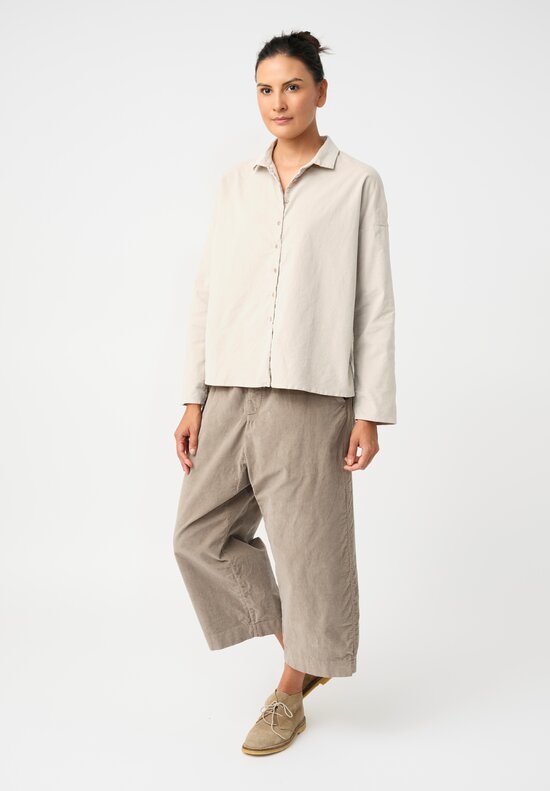 Album di Famiglia Cotton Velvet Short Collar Shirt in Fog Grey