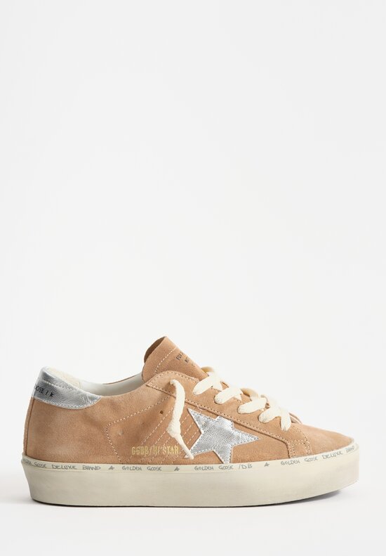 Golden Goose Hi Star Suede Sneaker in Tobacco Tan & Silver Star	