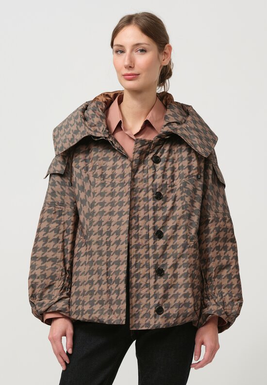 Dries Van Noten Vanilla Jacket in Houndstooth Khaki & Black	