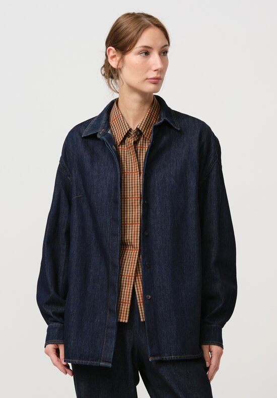 Dries Van Noten Camis Denim Shirt in Indigo Blue	