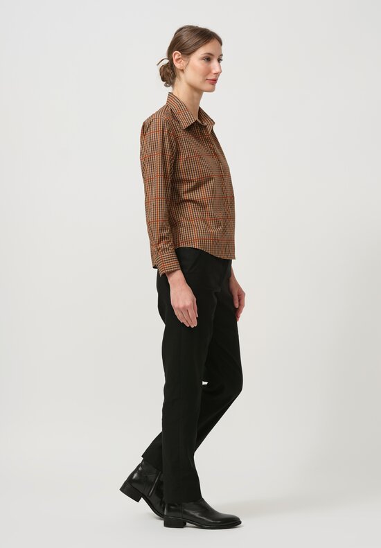 Dries Van Noten Cotton Clavini Shirt in Plaid Rust & Brown	