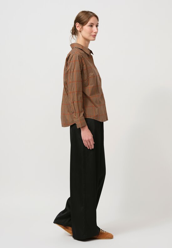 Dries Van Noten Cotton Clavini Shirt in Plaid Rust & Brown	