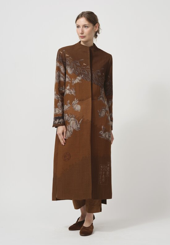 Sabina Savage Wool The Floating Rabbits Coat in Cinnamon Sienna	