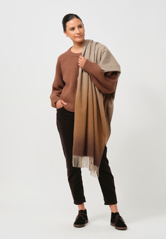 Begg x Co Cashmere Nuance Ombre Stole in Caramel Coast & Brown	