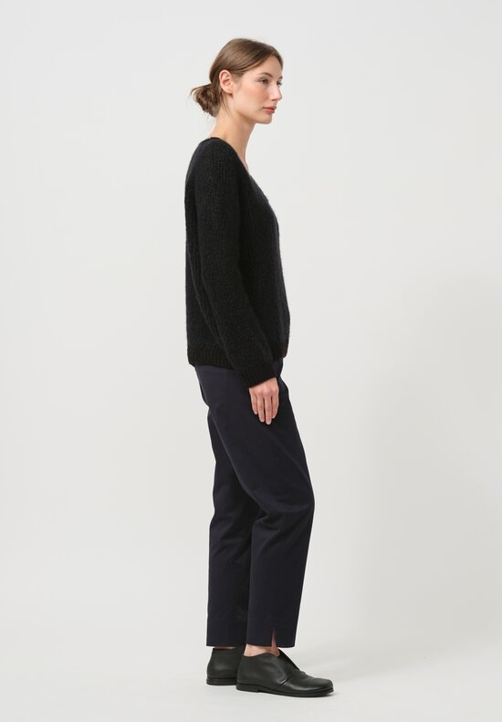 Wommelsdorff Hand Knit Cashmere & Silk Mati Sweater in Space Black	