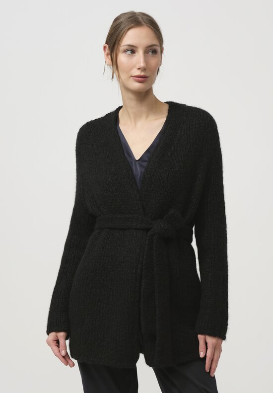 Wommelsdorff Cashmere & Silk Loki Cardigan in Space Black	