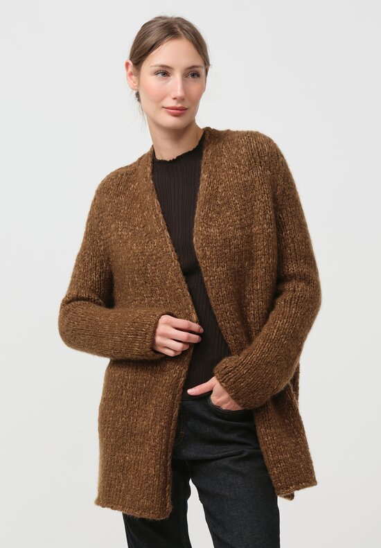 Wommelsdorff Cashmere & Silk Loki Cardigan in Bronze Brown	